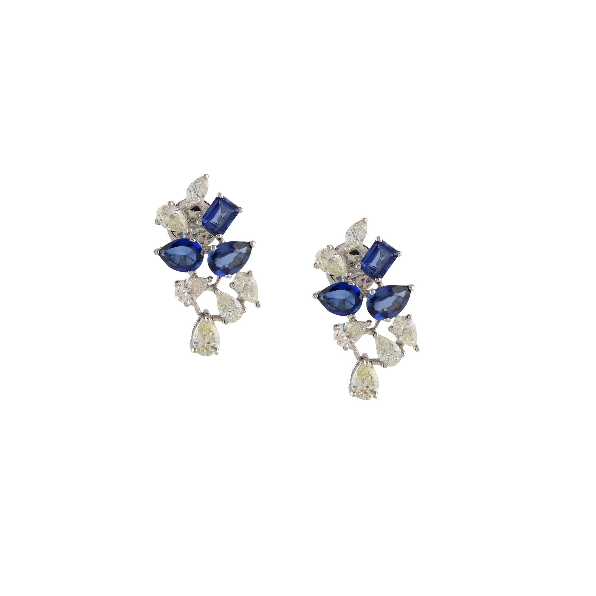 Blue Elegance Swanky Diamond Stud Earrings - Krishna Jewellers Pearls and Gems